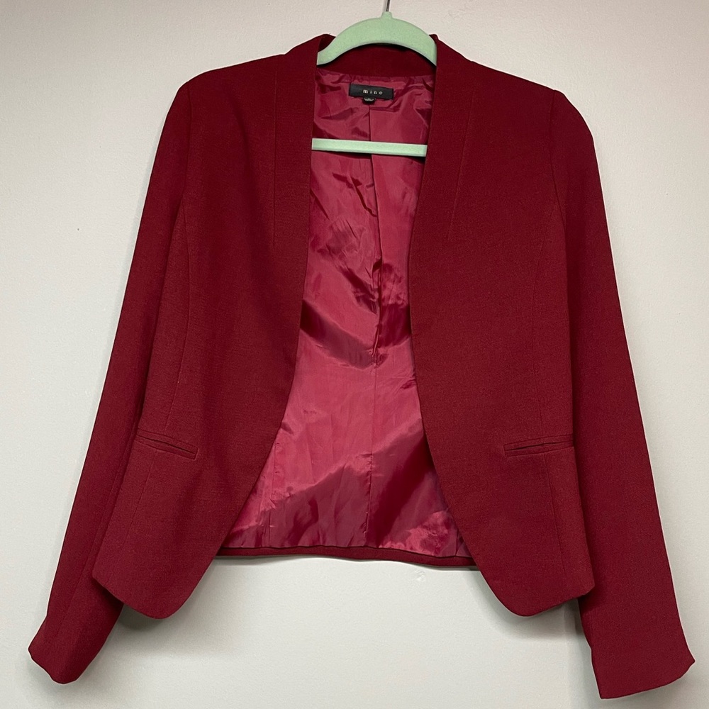 Mine Burgundy Wine Open Front Polyester Blazer size M